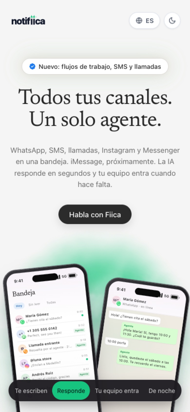 Notifiica: Every channel, one AI agent. Mobile view.